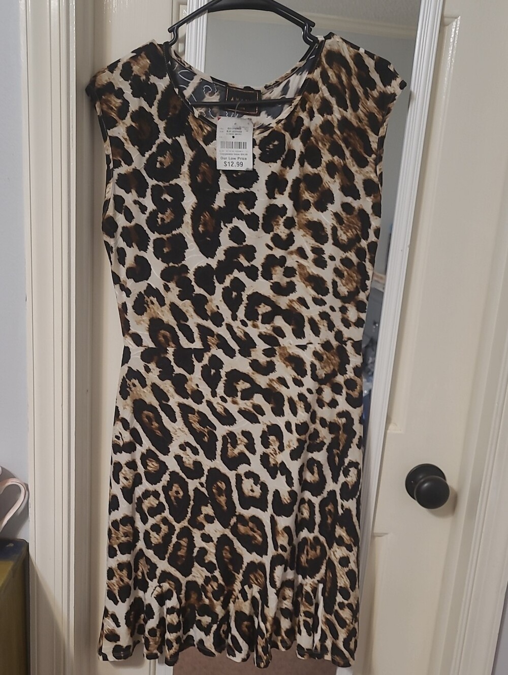 Leopard Print Sleeveless Mini Dress - Brown/Black